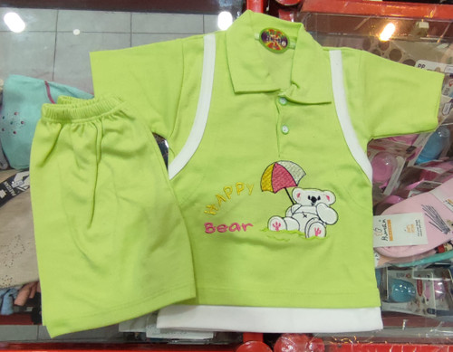 تیشرت شلوارک نخ پنبه یقه دار