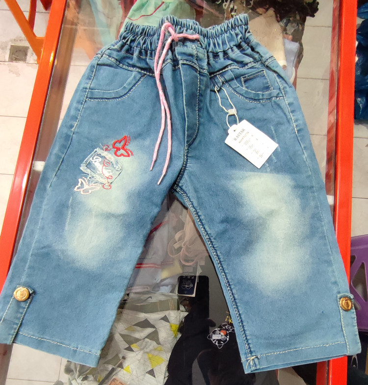 شلوارک لی دخترانه کاغذی مدل پروانه