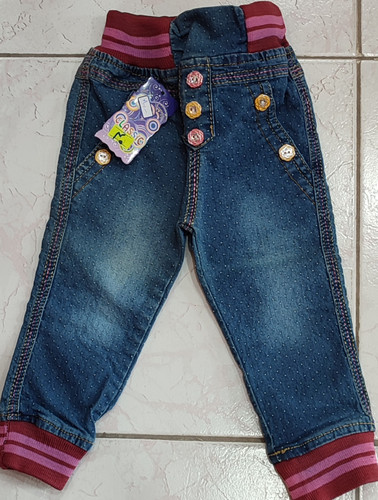 شلوار لی دخترانه مدل دکمه نما