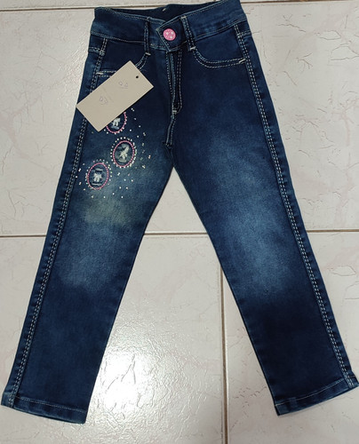 شلوار لی دخترانه مدل نگین دار کمر بند خور